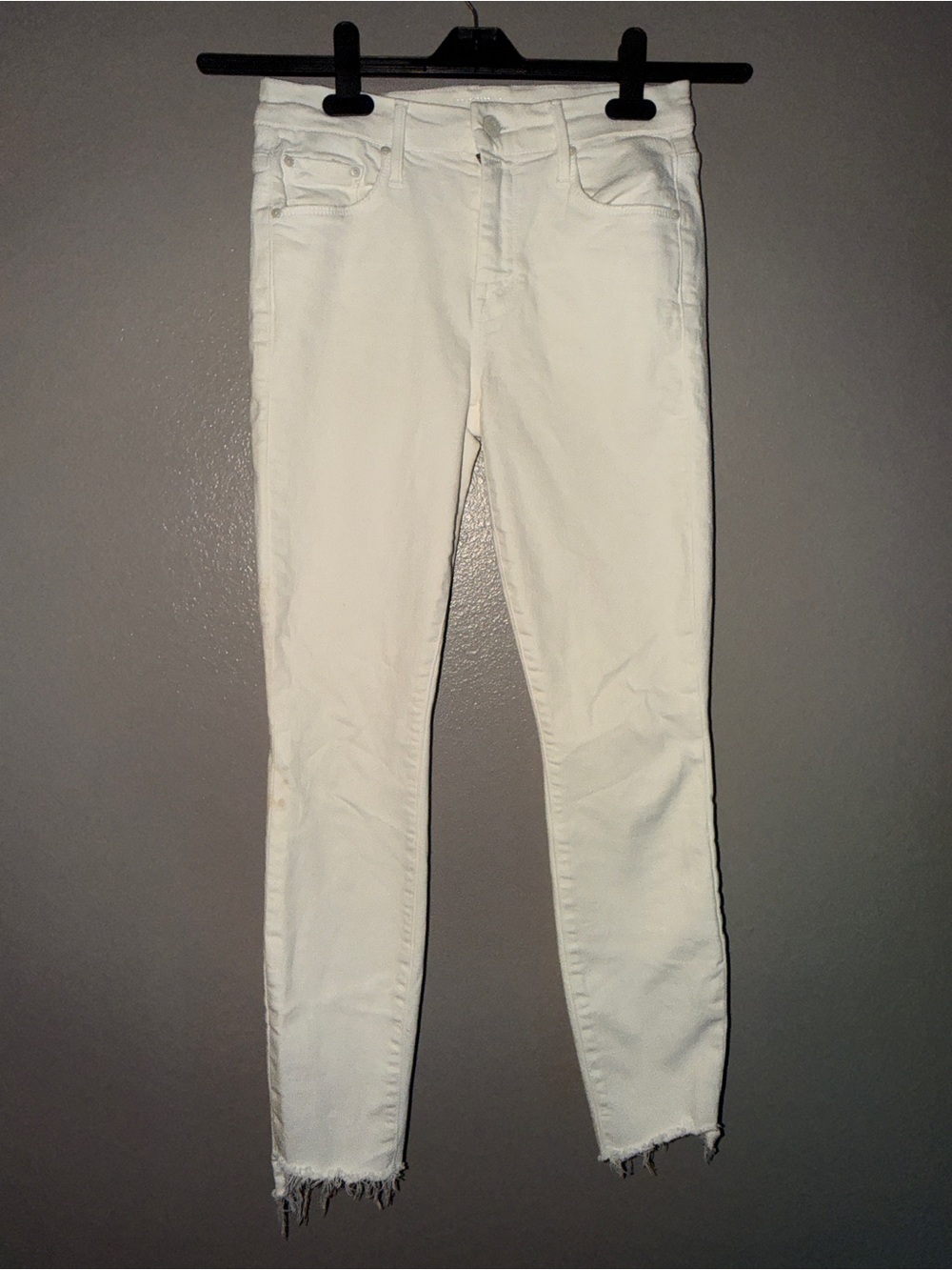 MOTHER The Looker Ankle Step Fray Cream Puffs White Jeans Size 25